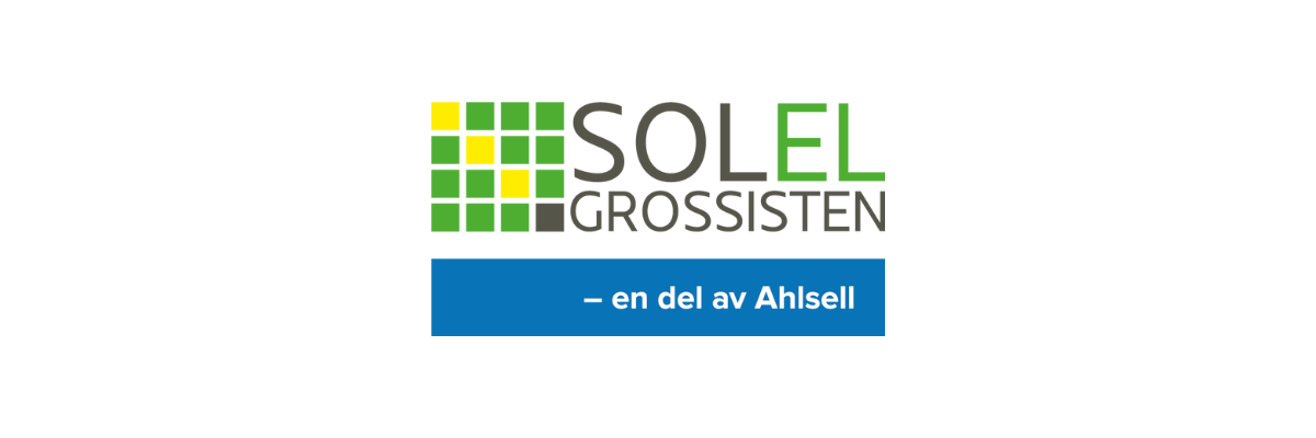 En bild av Solelgrossistens logotyp "En del av Ahlsell"